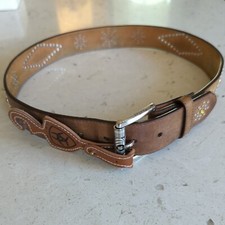 Ariat Women's Diamond Cow Hide Overlay Leather Belt, Brown New