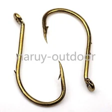 200PCS Offset Sport Circle Barbed Hook High Carbon Steel Brown Octopus Hooks