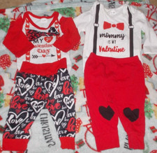Unbranded 2 Boys Valentines Day Outfits, 2 Pieces Each, Pants /Bodysuit, Cute 40