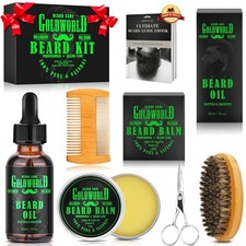 Beard Kit Beard Grooming Kit w/Beard Oil Balm Brush Comb Scissor e-Book Christma