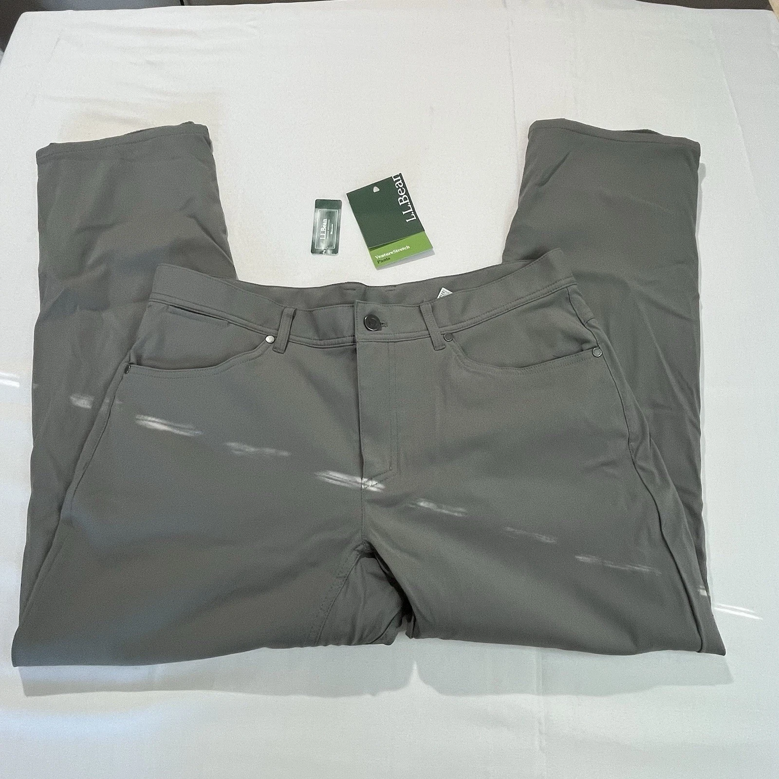 LL Bean Venture Stretch Pants Mens Sz Tag 36x29 Actual 35x28 Gray Outdoor