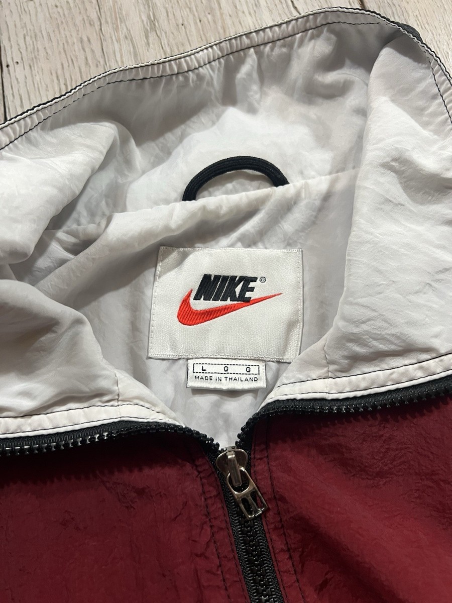 Vintage 90s Nike Red Black White Tag Color Block Windbreaker