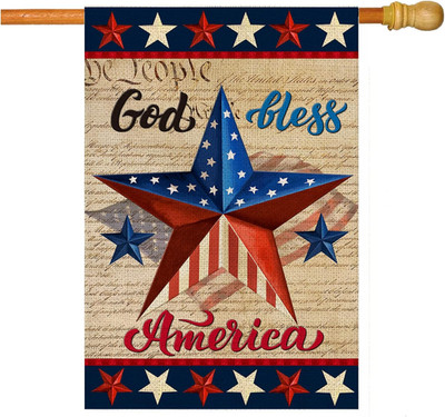 Patriotic God Bless America 4Th of July House Flag 28 X 40 Inch Vertical Double