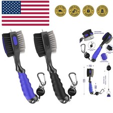 2 Pack Golf Club Brushes and Groove Cleaner 2 ft Retractable Zipline Carabine...