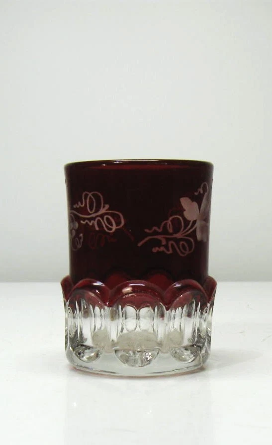 EAPG *** RUBY STAINED = EYEBROWS = ETCHED TUMBLER =ERA 1890 - Image 2 of 4