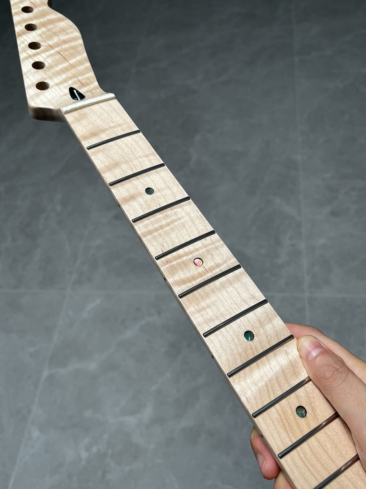 AAAAA manico chitarra elettrica inox 22 tasti fai da te colore naturale fiamma acero 12 pollici foto 4