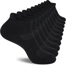 Men's Cotton Athletic Ankle Socks - Cushioned Moisture Wicking 6-Pack