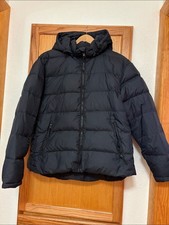 Lands' End Black Goose Down Puffer Jacket Removable Hood XL Coat Women's