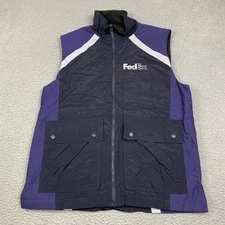 VTG Stan Herman Vest Mens Medium Full Zip Utility Reflective Mail Grunge