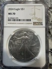 2024 American Silver Eagle MS-70 NGC 1 ozEncapsulated Shiny Luster