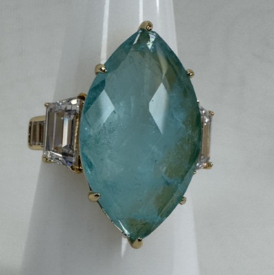 Sz 7 Bomb Party MHA Ring - RG42468 Rise From The Ashes - Aquamarine/Rub on Gold
