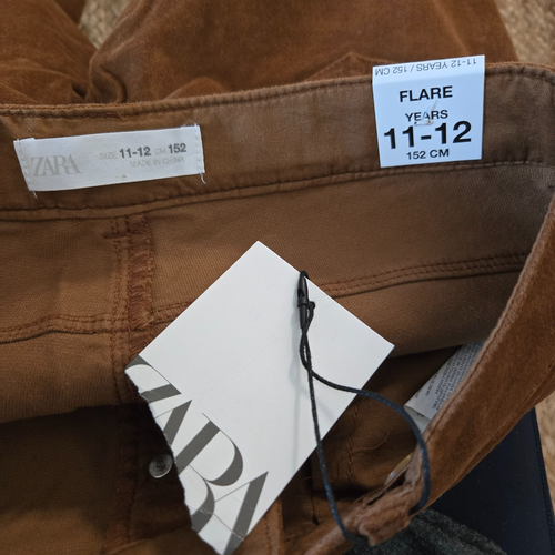 ZARA Flared Trousers Bell-bottomed Pants Corduroy Casual High Waist Retro 11-12Y - Picture 4 of 4
