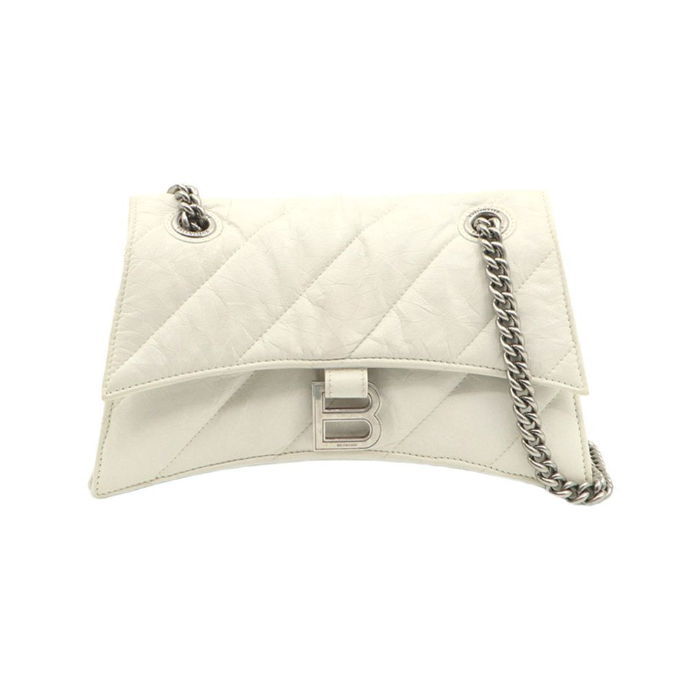 Balenciaga White Crushed Calf Crush Small Chain Shoulder Bag