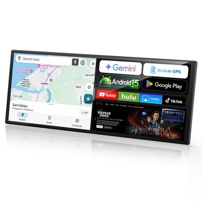 11'' Portable Carplay Screen for Car, Android 15 & Gemini AI, Play Store APPs
