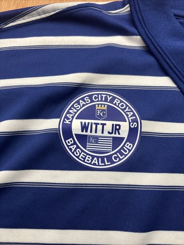 MLB Kansas City Royals Polo Golf Shirt. Herren 2XL. Blau. Weiß. Streifen. Witt Jr. - Bild 3 von 11