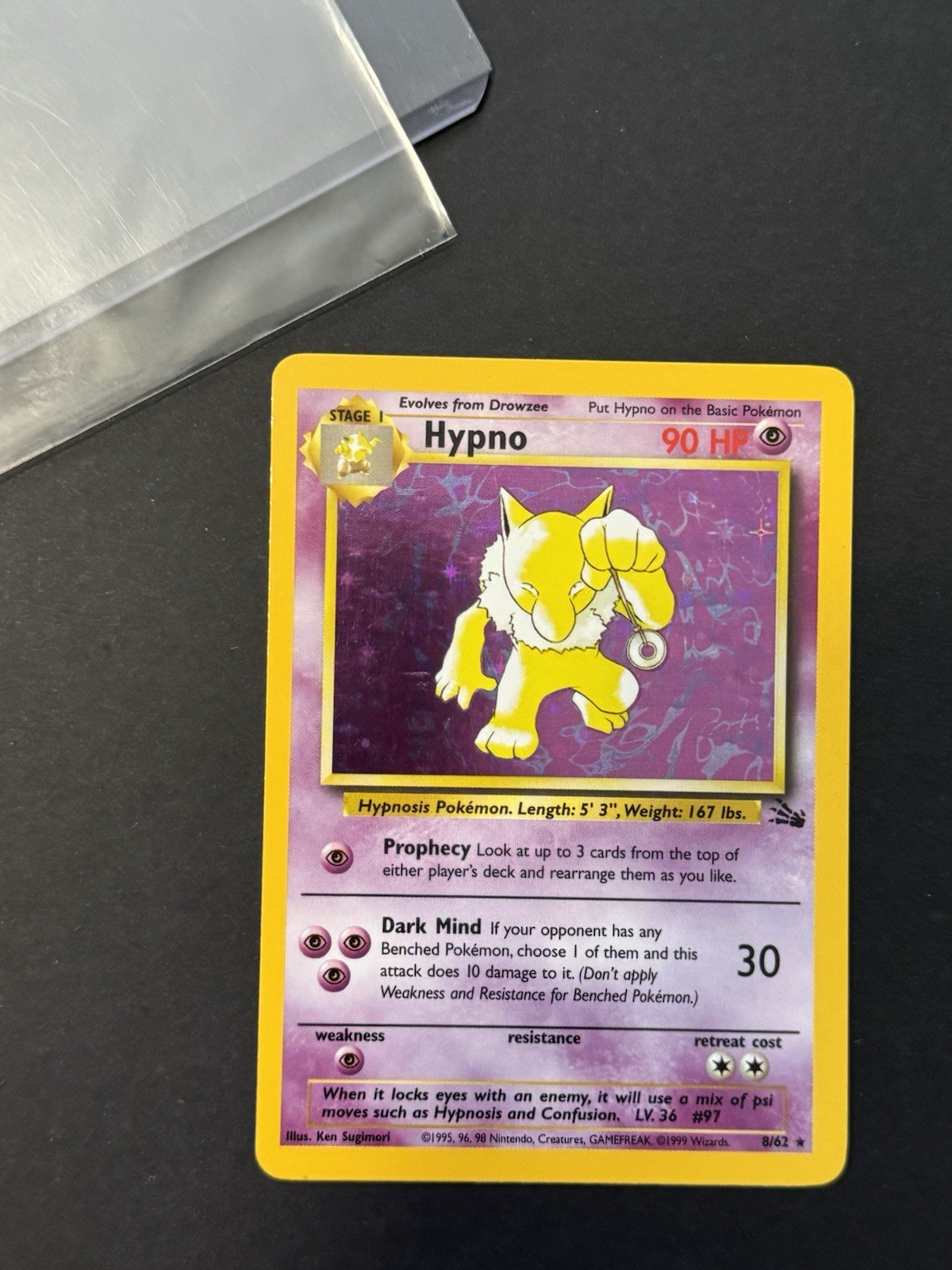 Hypno 8/62 Fossil Holo Rare Vintage Pokemon Card