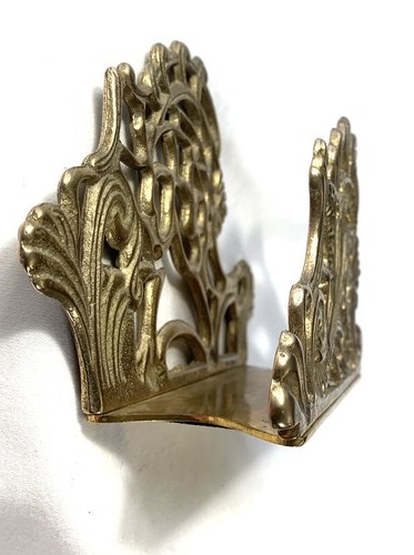 Brass Napkin Letter Holder Ornate Filigree Scrollwork Art Nouveau Elegant - Picture 4 of 5