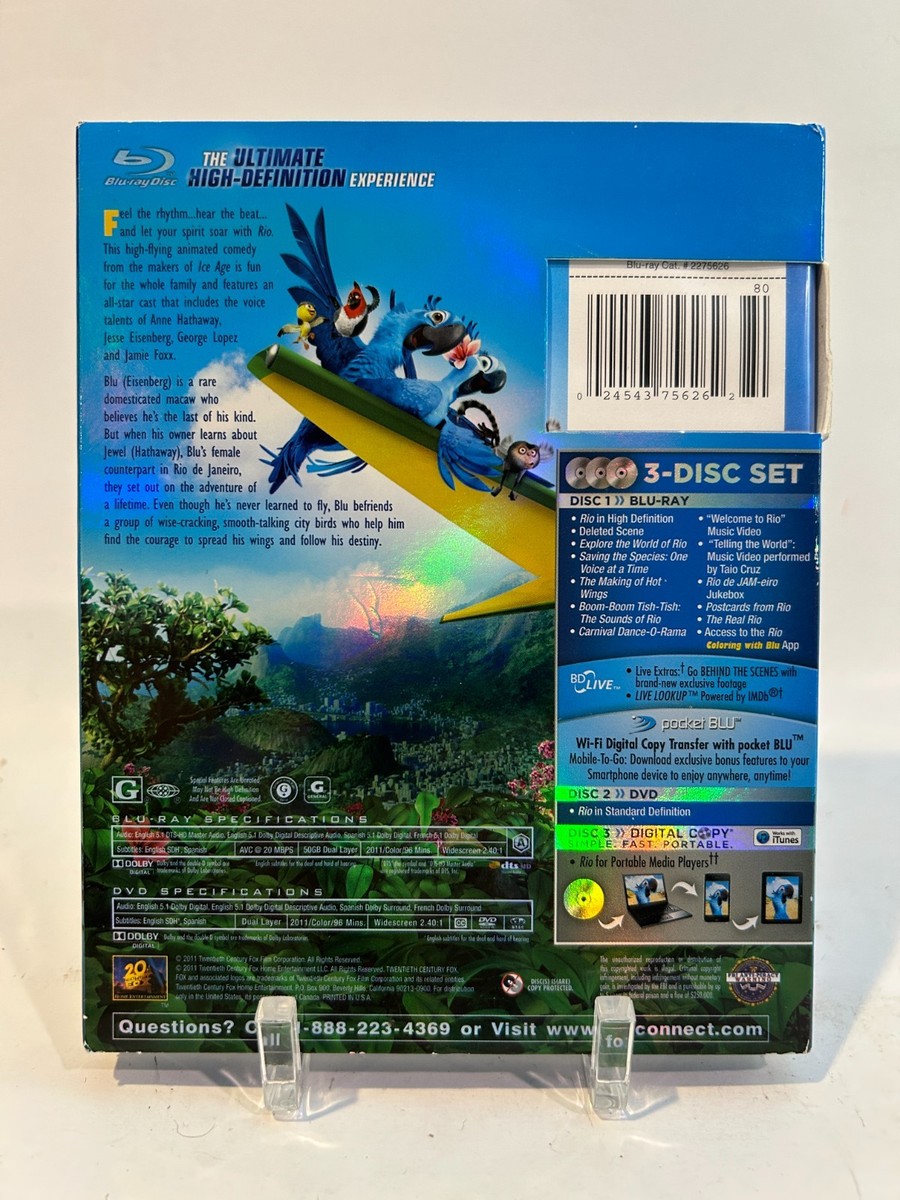 Rio (Blu-Ray/DVD, 2011, w/ DIGITAL CODE) 24543756262|