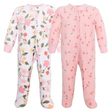 Hudson Baby Infant Girls Fleece Sleep and Play, Family Floral, 6-9 Months