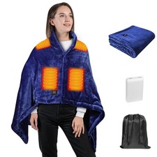 Cordless Heated Shawl with 10000mAh Power Bank - Wearable Heated Blanket with...