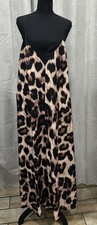 SHEIN Dress Women 1XL Black Animal Print Maxi Long Sleeveless V-Neck Curve