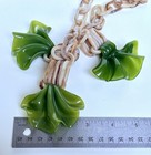 Vintage Lucite Acrylic Leaf Necklace Green Pendant Statement Necklace — photo 8