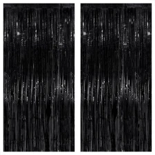 KatchOn Large Black Fringe Backdrop - Pack of 2 | Black Streamers for Hallowe...