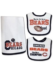NFL CHICAGO BEARS 3 Pieces Set 2 Bib 1 Burp cloth Team wear unisex Baby NWT