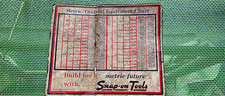 Vintage Snap-on Tools Metric / Decimal Equivalent Conversion Pocket Chart SS-581
