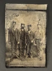 Antique Old Tintype Civil War Veterans? Workers? Wearing Hats w Wreath Insignia
