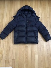 Polo Ralph Lauren Boys Navy Blue Puffer Jacket Hooded Size L 14-16 Youth