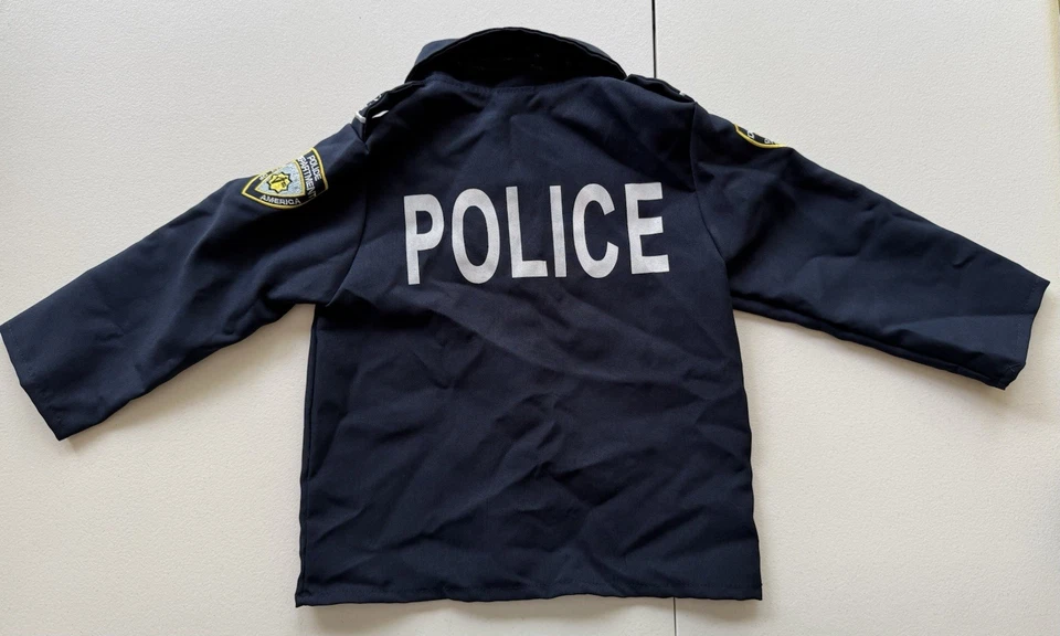 VESTIDO AMÉRICA Uniforme de Policía Chaqueta Top Niños Pequeños 3T 4T Azul Disfraz 3 Piezas Foto 3 de 4