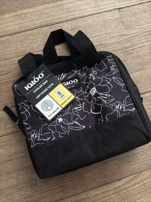 NEW NWT Igloo Insulated Cooler Bag Mini Essential Tote 9 Cans Black White FLORAL