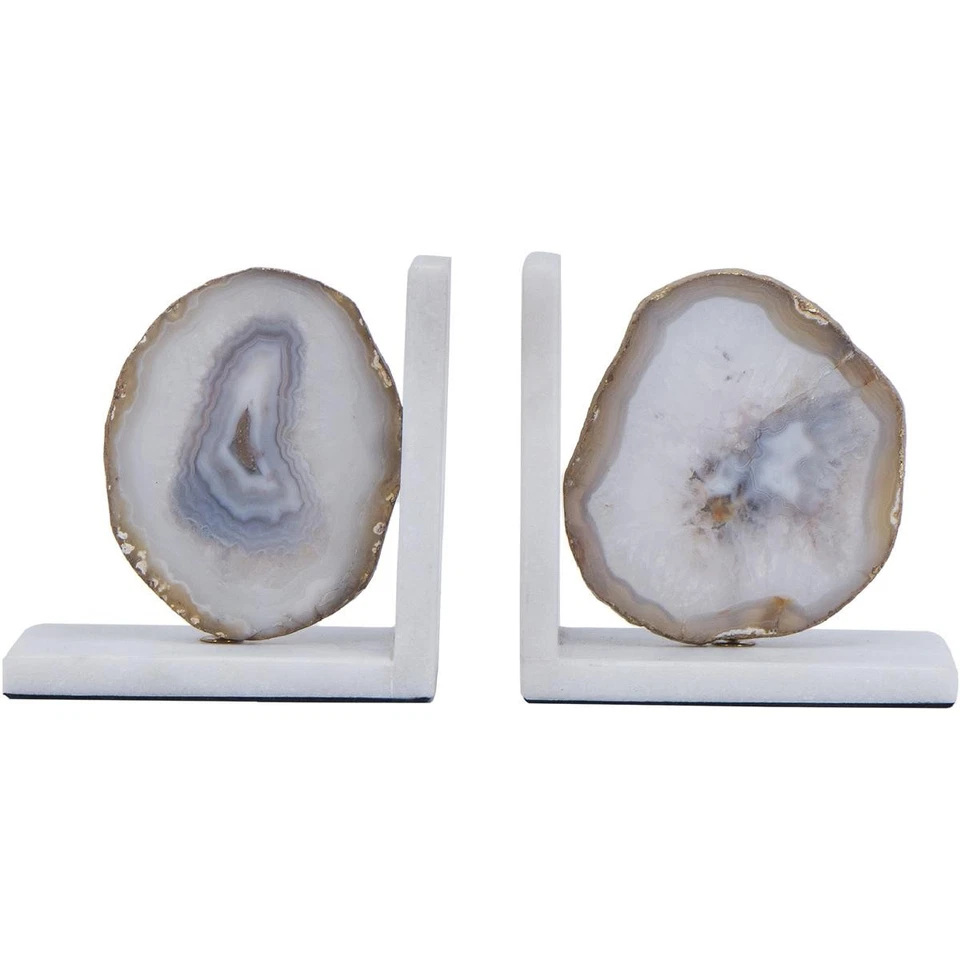 A&B Home 82956-WHIT-SA Agate 5.5 X 3 inch White Bookends - Image 2 of 4