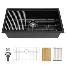 Undermount Bar Sink 17.3" x 17.3" x 8.3" Black Quartz Composite
