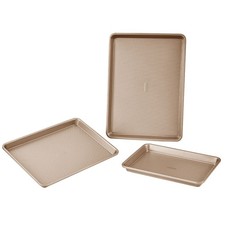 3 - Piece Nonstick Carbon Steel Baking Pans Set with Silicone Handles, Stackable