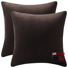 Throw Pillow Covers 20x20: Pack of 2 Cozy 20" x 20" Pack of 2 Chocolate Brown