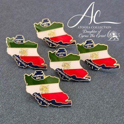 Iran Map Lapel Pin Lion and Sun Brooch Persian 5 Pin Bundle