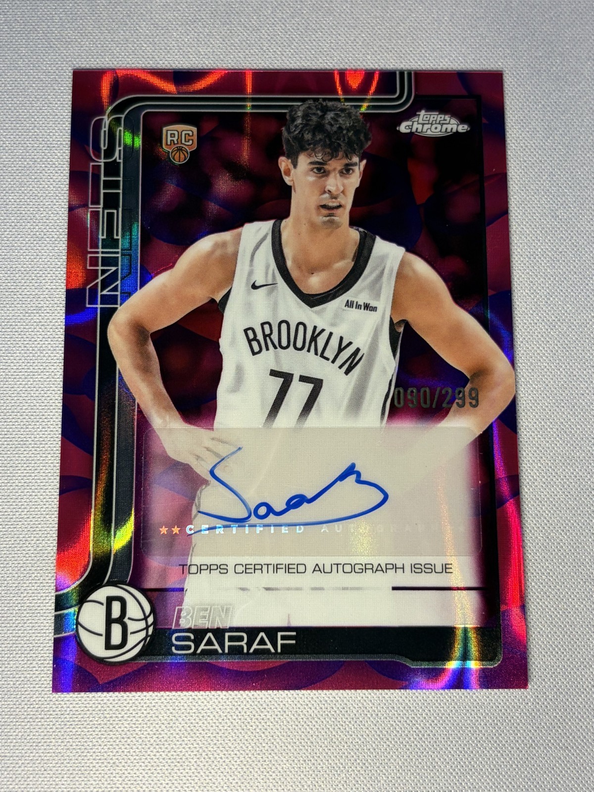 Ben Saraf Magenta Purple Rookie Lavalamp Auto /299 #RA-BS 26 topps chrome update