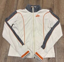 Vintage 2008 Nike Sportswear Women  s Track Jacket - White/Orange/Grey - Size M