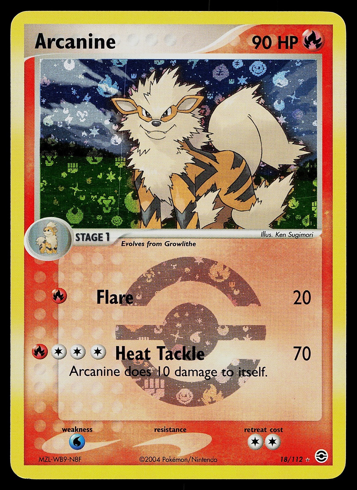 Pokemon Card - Arcanine FireRed & LeafGreen 18/112 Reverse Holo