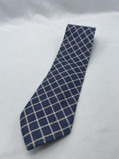 Brooks Brothers 100 All Linen Check Checkered Geometric Blue Tie