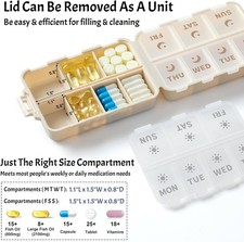 NEW Foldable  Double Protection Portable Weekly Pill Organizer 2 Times A Day...