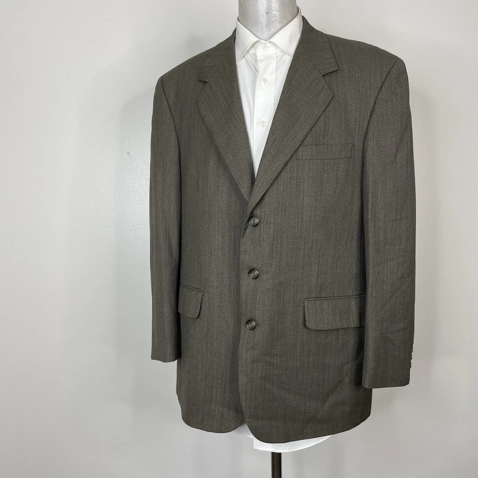 Jeffrey Banks Couture 2 件套男式 44R 棕色纯色羊毛三扣 — 第 4/4 张图片