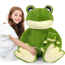 MorisMos 36.2" Giant Frog Stuffed Animal Plush Toy w/ Baby Frog - Soft & Safe