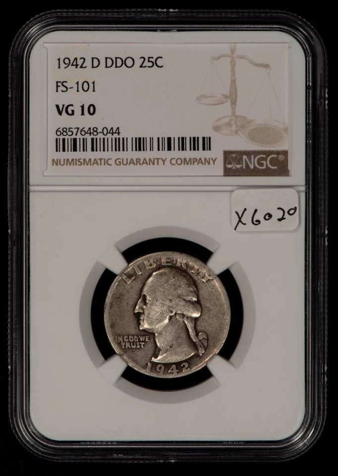 1942-D DDO 25c Washington Quarter Double Die Obv FS-101 - NGC VG 10 - SKU-X6020 - Image 2 of 4