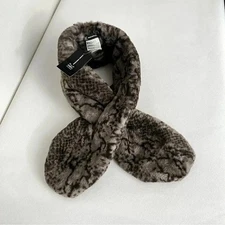 I.N.C. Pull-Through Faux -Fur Scarf Snake Print Gray And Black Cozy