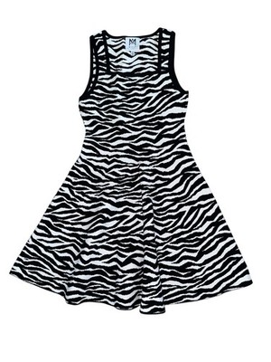 Milly Minis Girls Zebra Print Scuba Knit Square Neck Skater Dress Size 12