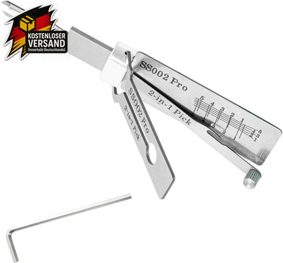 2-in-1 Schlossdecoder Edelstahl für SS002 Zylinder Profi Lockpicking Werkzeug