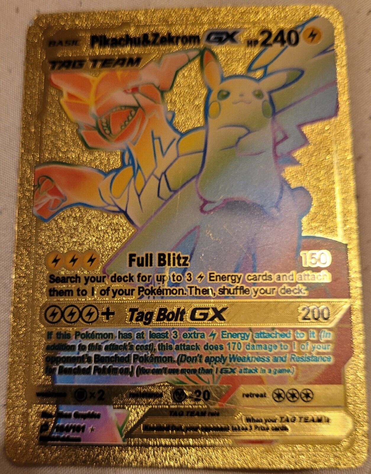 Pokémon Pikachu & Zekrom GX Team Up Rainbow Secret Rare GX 184/181 